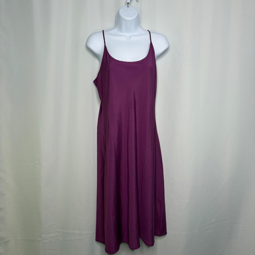 DKNY Womens Plum Purple Midi Slip Dress Scoop Neck Adjustable Straps Small NEW